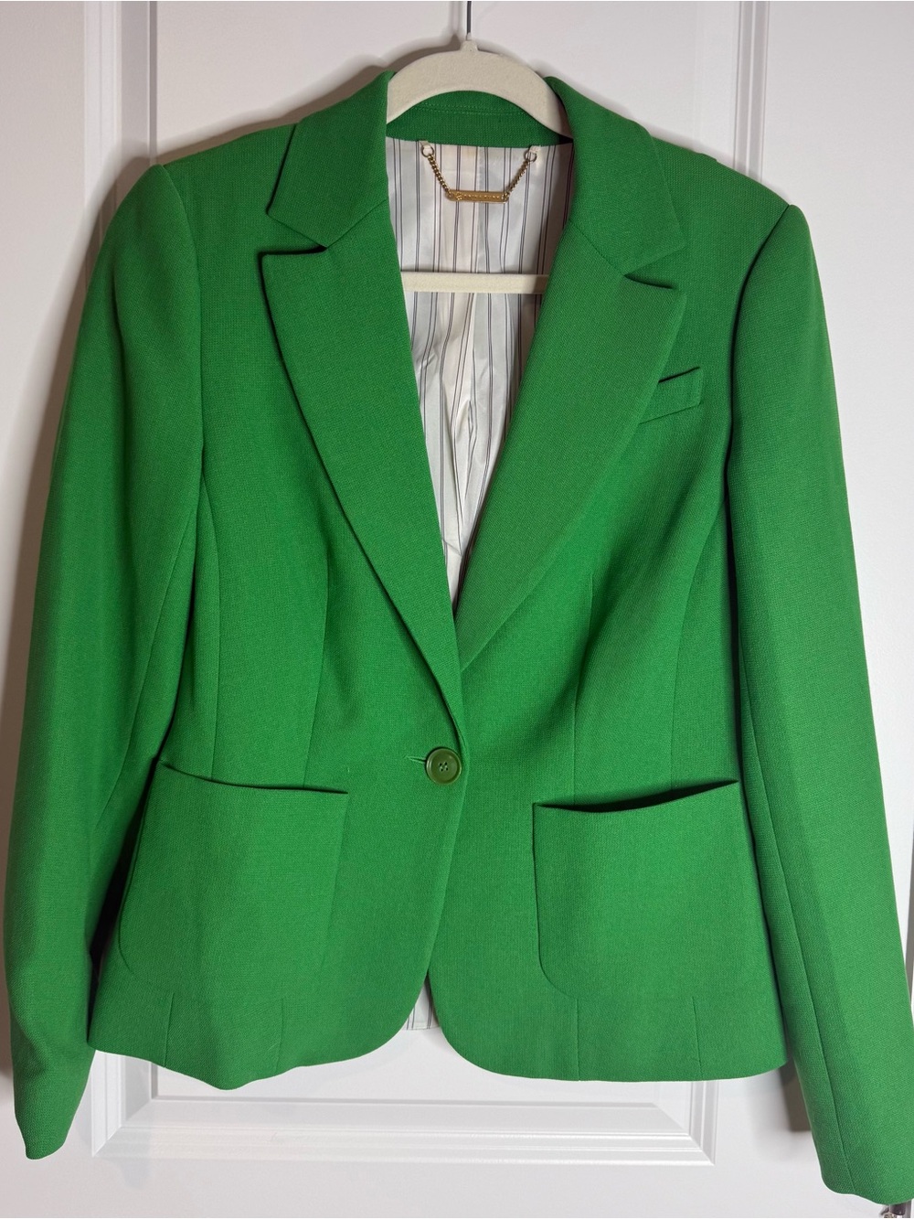 Trina Turk Bright Green Single-Button Blazer